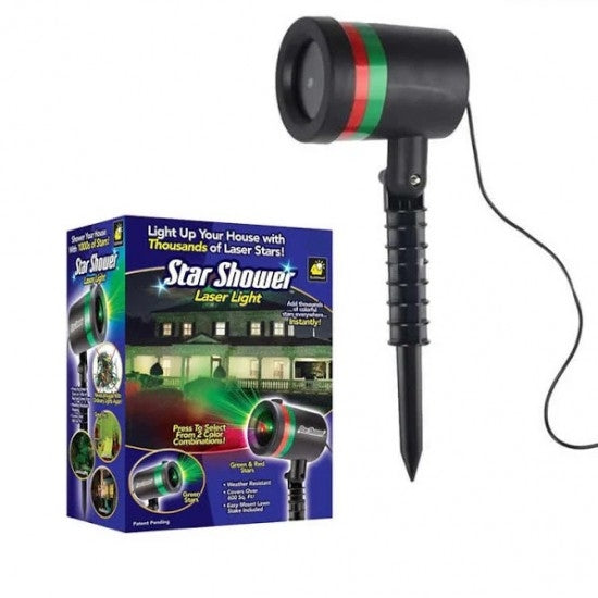 Proiector Laser Exterior – Iluminare Festivă Verde/Roșu pentru Fațadă și Curte