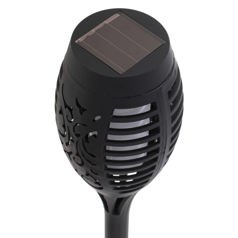 Lampă Solară Tip Torță cu Efect Realist de Flacără, 61 cm, Neagră