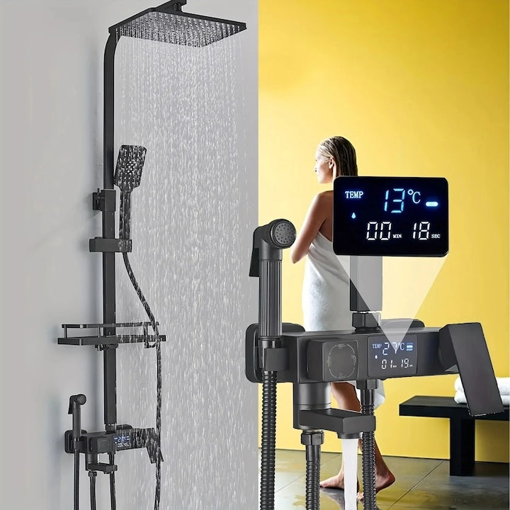 Coloană de Duș Premium cu Afișaj Digital LCD al Temperaturii, 5 Funcții