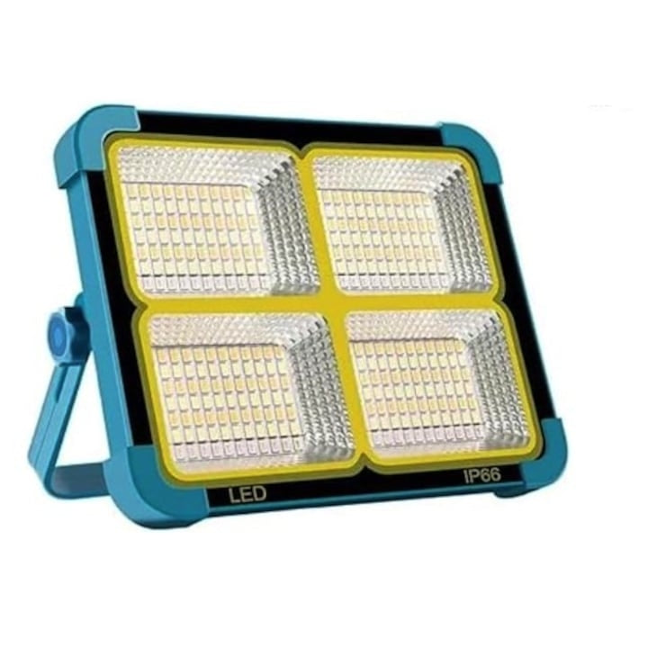 Proiector LED Solar Portabil BL-911 cu 4 Panouri de Lumină, Reîncărcabil, cu Mâner