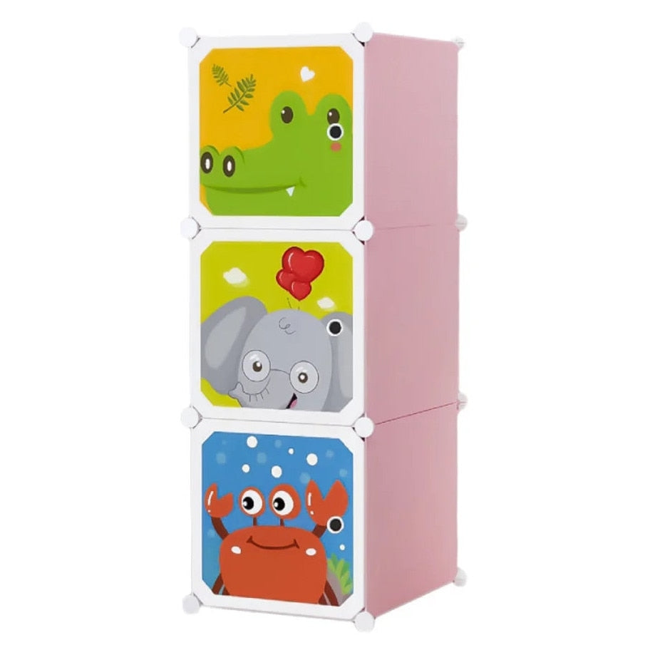 Dulap pentru Camera Copiilor din Polipropilenă cu Schelet din Oțel, 3 Compartimente, 37 x 37 x 111 cm