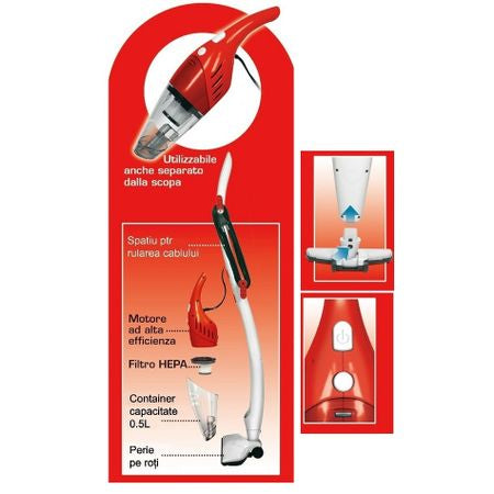 Aspirator ciclonic vertical 2in1 cu filtru HEPA