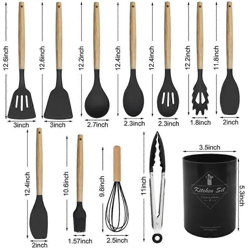 Set Ustensile de Bucătărie din Silicon, 12 Piese, Diverse Culori
