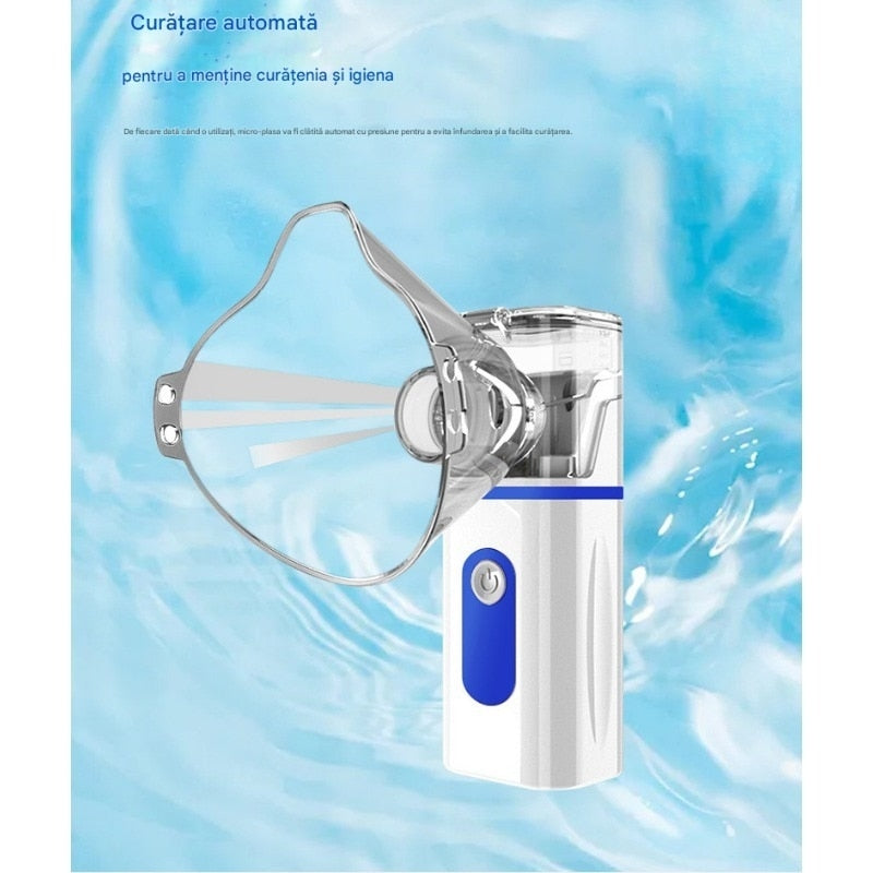 Inhalator portabil compact, particule fine 3.7 nm, cu funcție de autocurățare