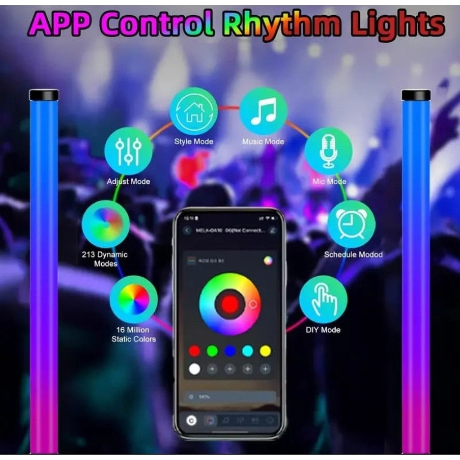 Set 2 Bare LED RGB Inteligente, Control din Aplicație, Bluetooth și Telecomandă