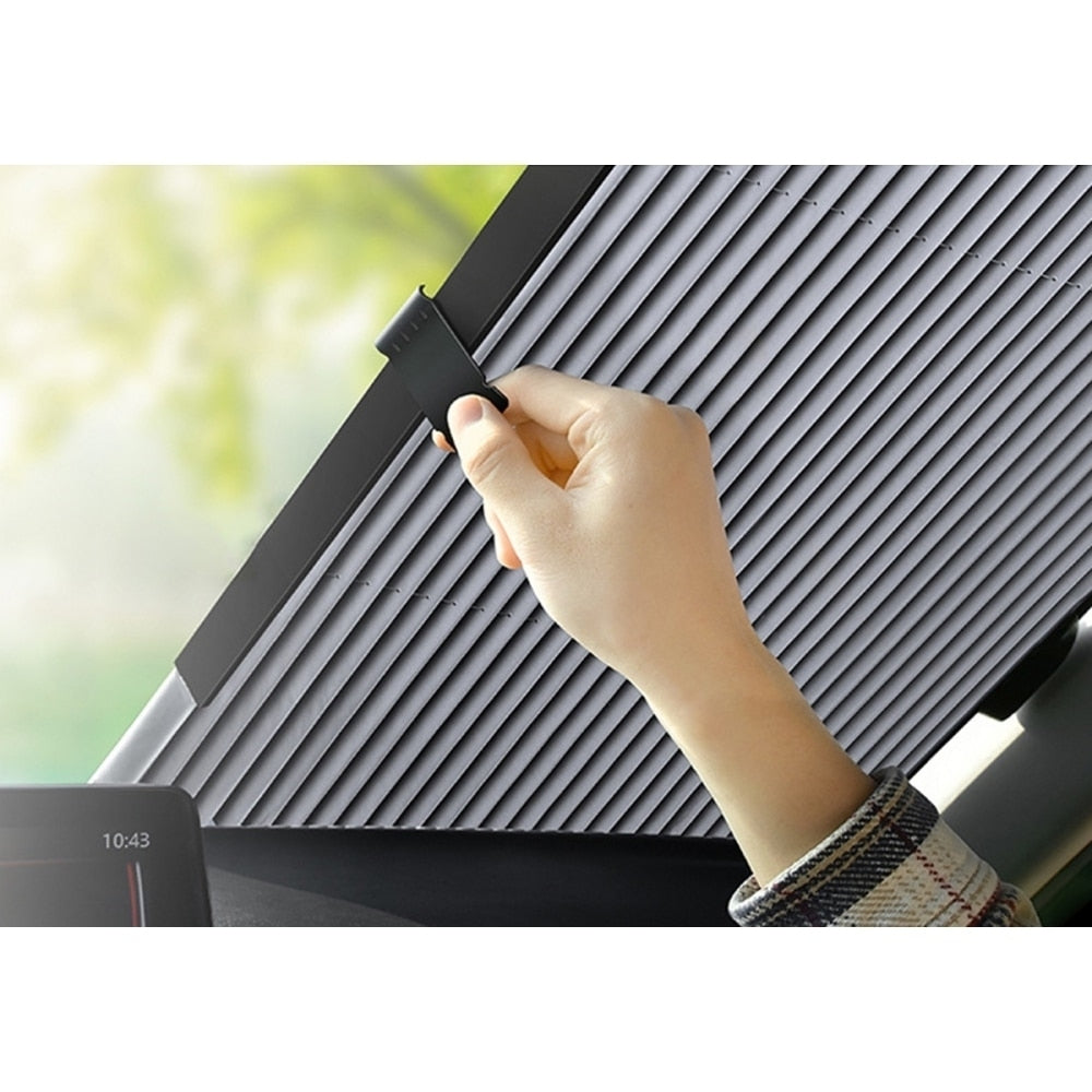Parasolar Auto Retractabil, Fixare Ventuze, Aluminiu, 150 x 70 cm, Universal