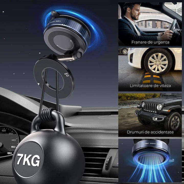 Suport Magnetic Auto Rotativ 360° – Fixare Sigură și Ajustare Rapidă pentru Smartphone-uri
