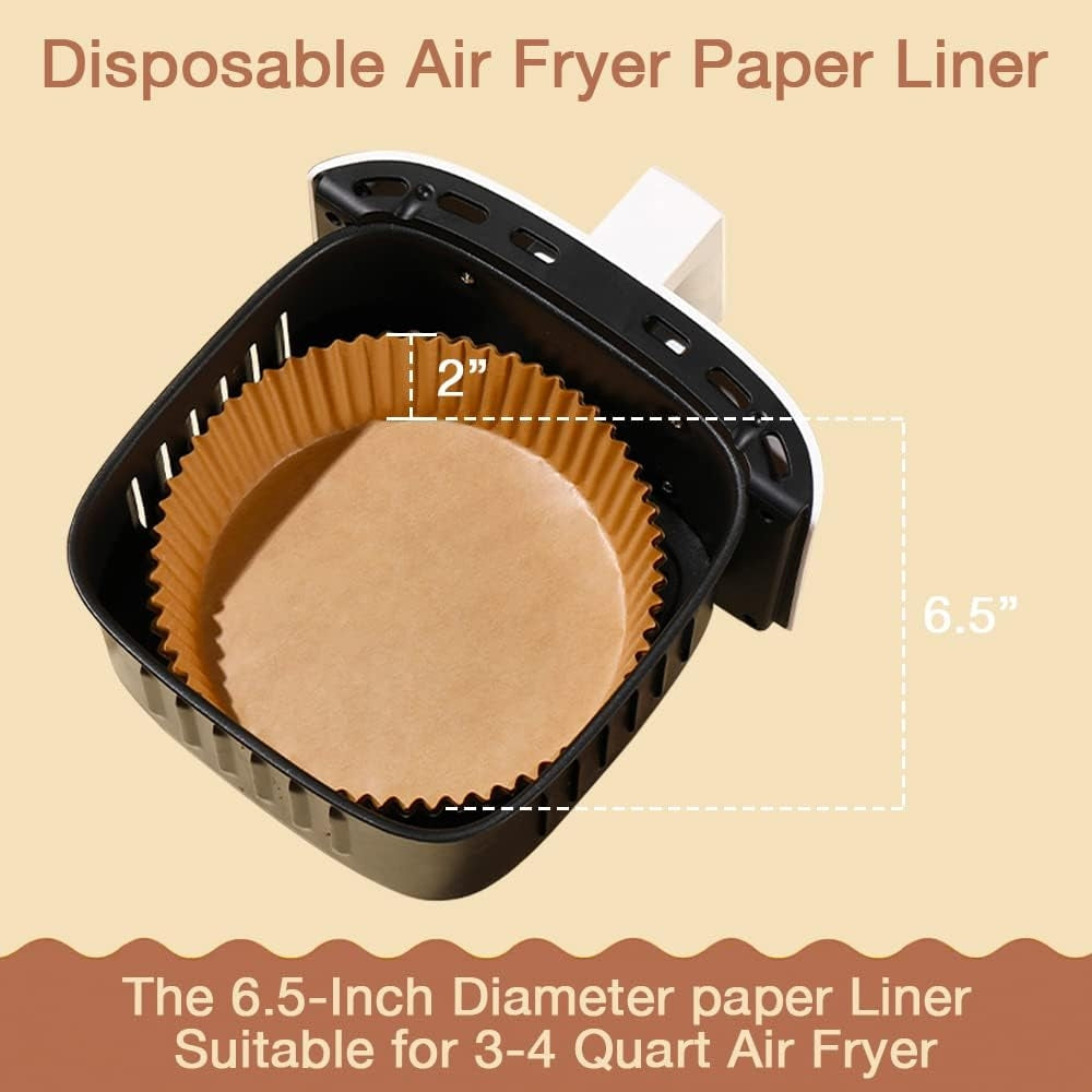 Hârtie de Copt pentru Air Fryer, Set 50 Bucăți, Rezistentă la Ulei și Apă