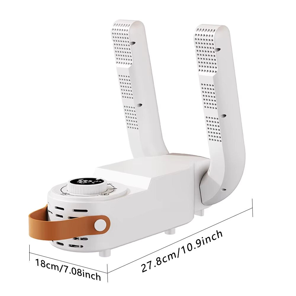 Uscător Electric de Pantofi Pliabil cu Aer Cald 360°, Sterilizare și Timer, Alb