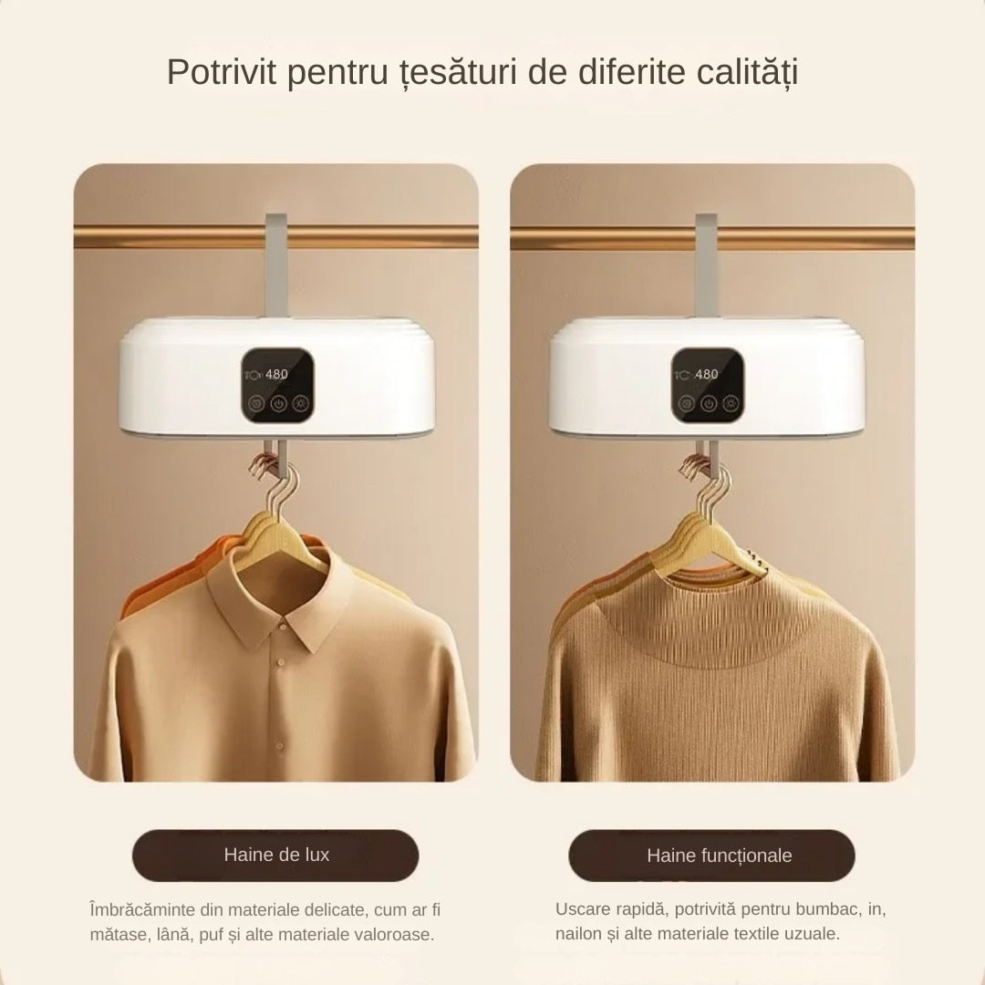 Uscător de rufe electric portabil, 10 kg, cu aer cald 360° și sterilizare UV