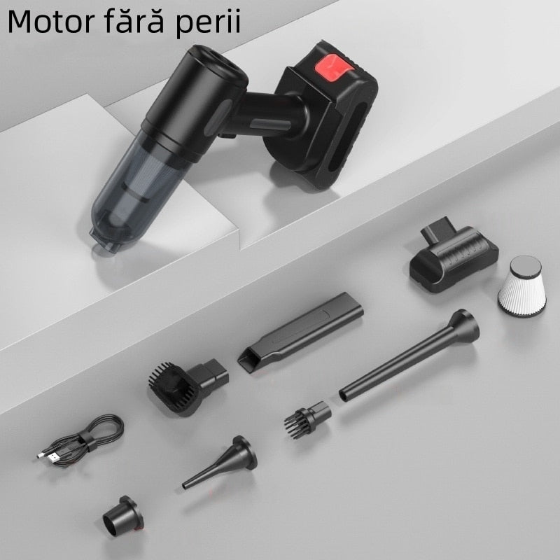 Aspirator Auto Portabil cu 9 Accesorii, pentru Scaune, Covorașe și Spații Înguste