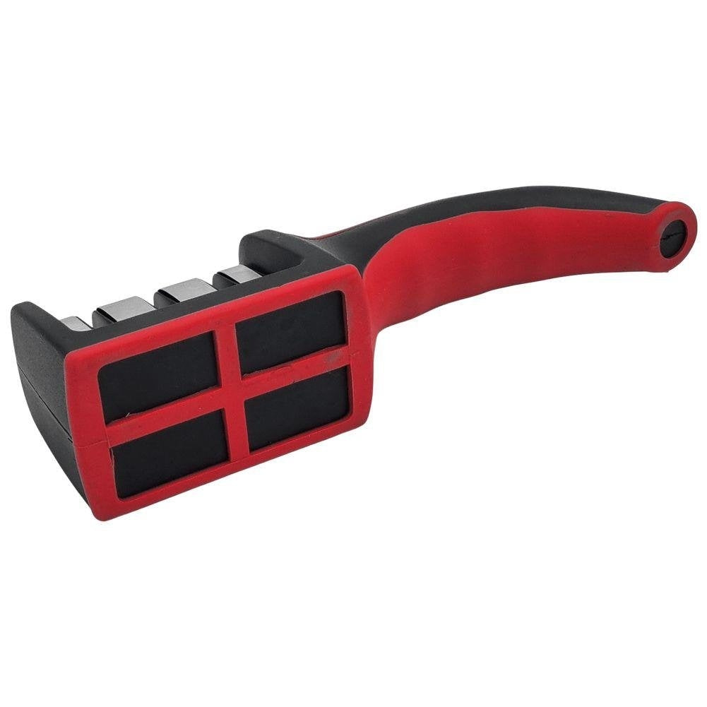 Ascuțitor de Cuțite cu 3 Trepte și Mâner Ergonomic, Negru/Roșu