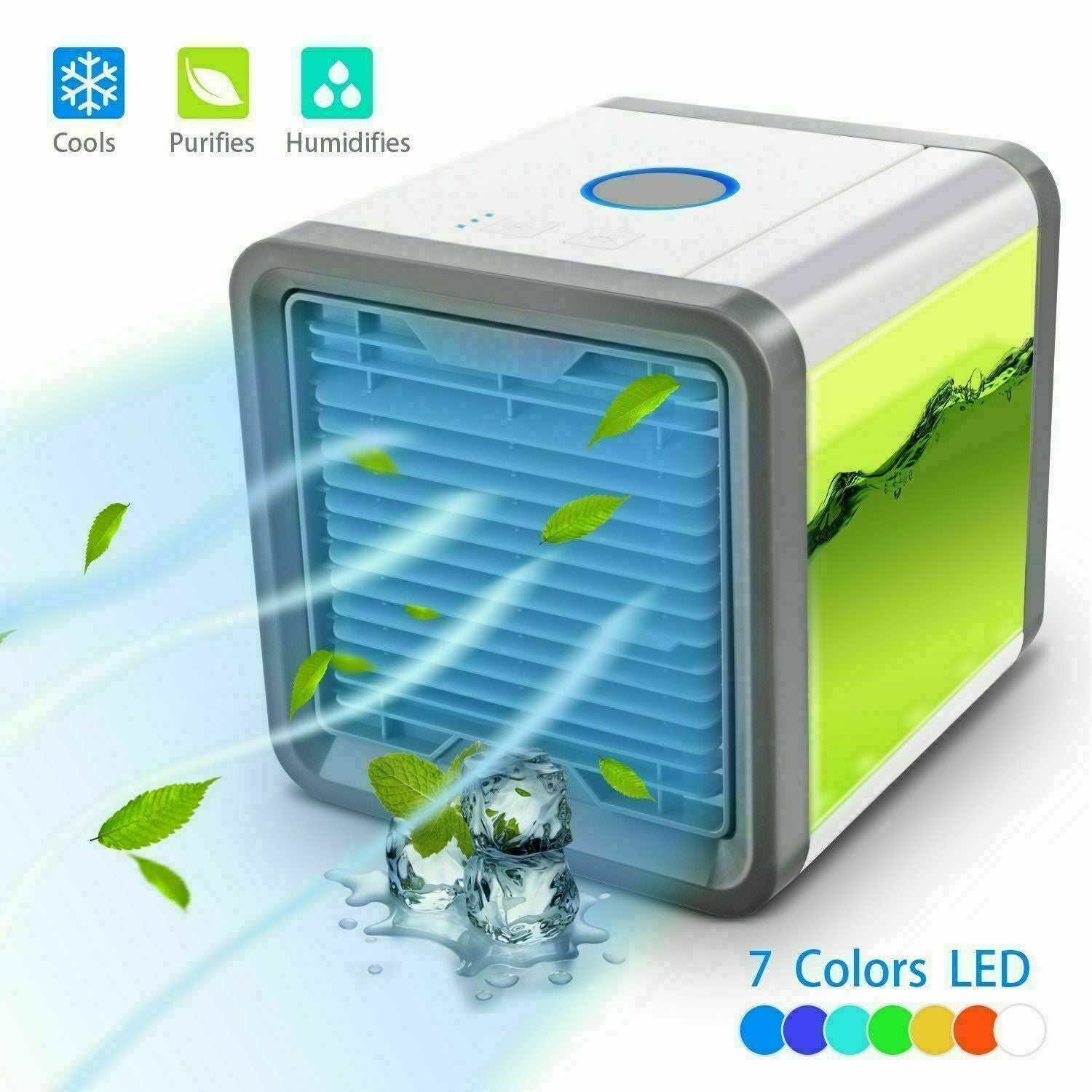 Racitor de aer portabil 4in1 Cooler cu umidificare si lumina ambientala