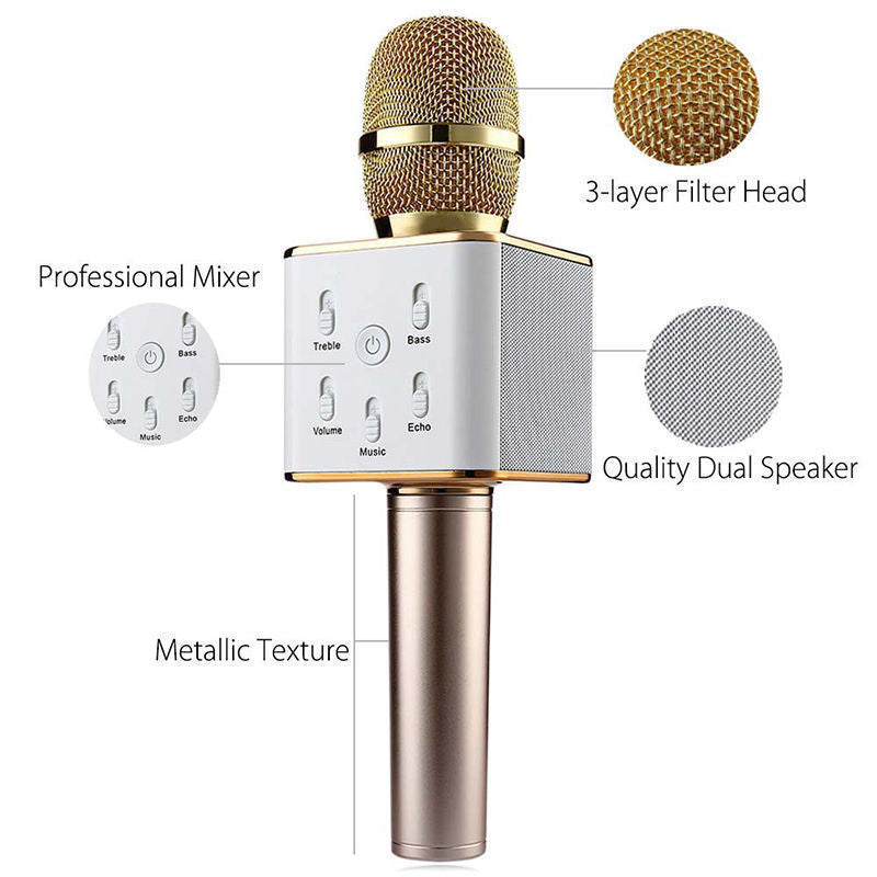 Microfon wireless karaoke cu boxa si bluetooth