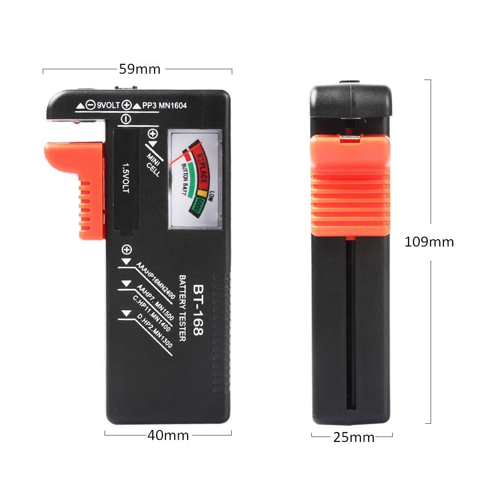 Tester universal Digital pentru baterii și acumulatori R3, R6, R14, R20, 9V și tip buton, 1.5V - 9V: Verifică eficient starea energiei!