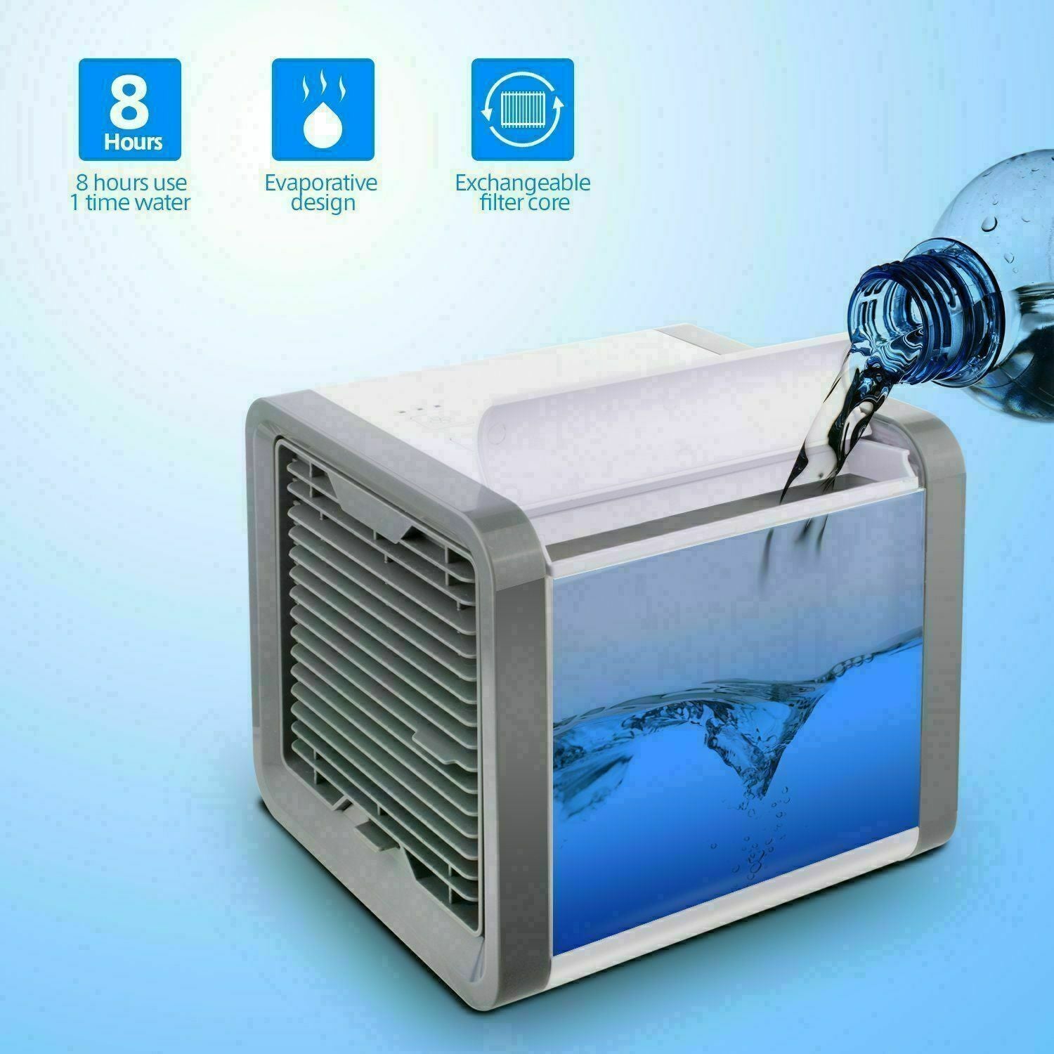 Racitor de aer portabil 4in1 Cooler cu umidificare si lumina ambientala