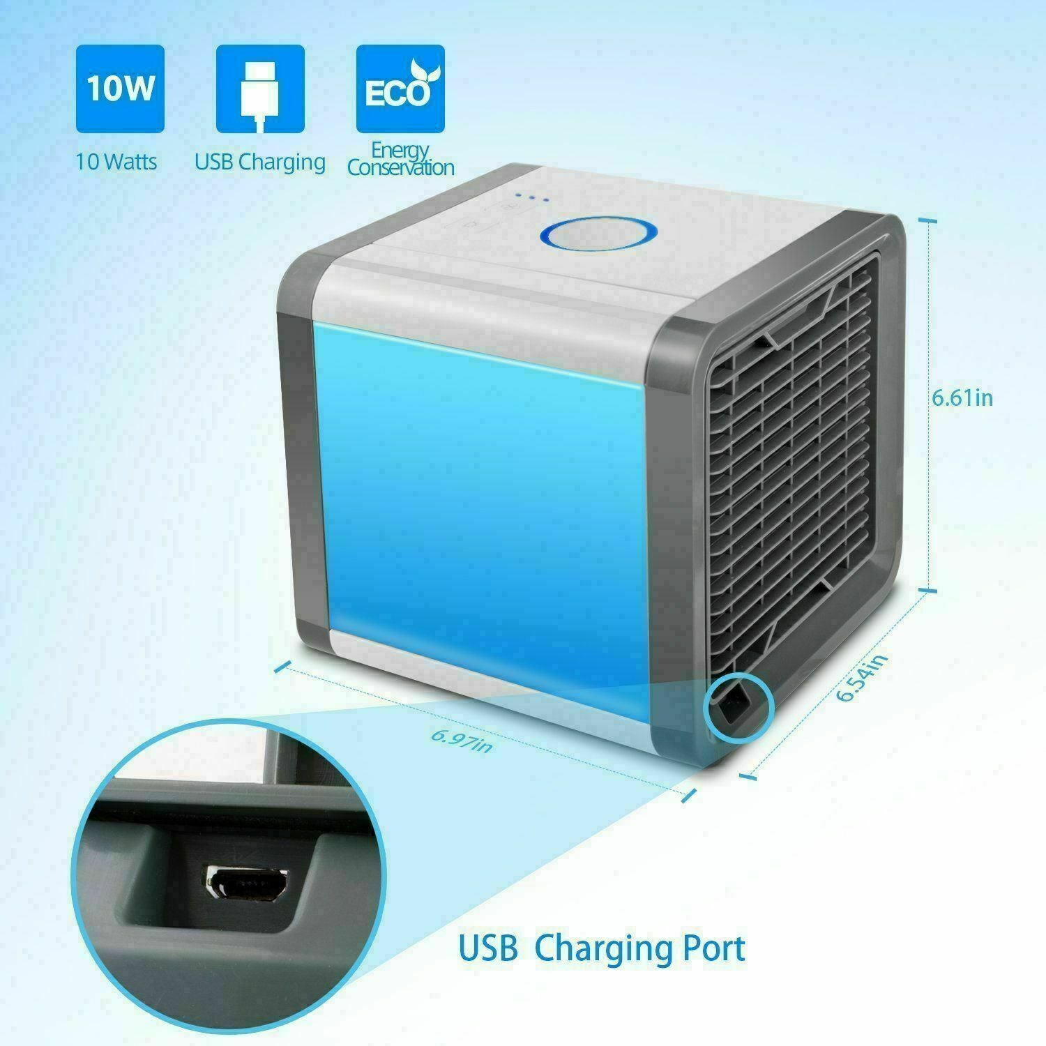 Racitor de aer portabil 4in1 Cooler cu umidificare si lumina ambientala