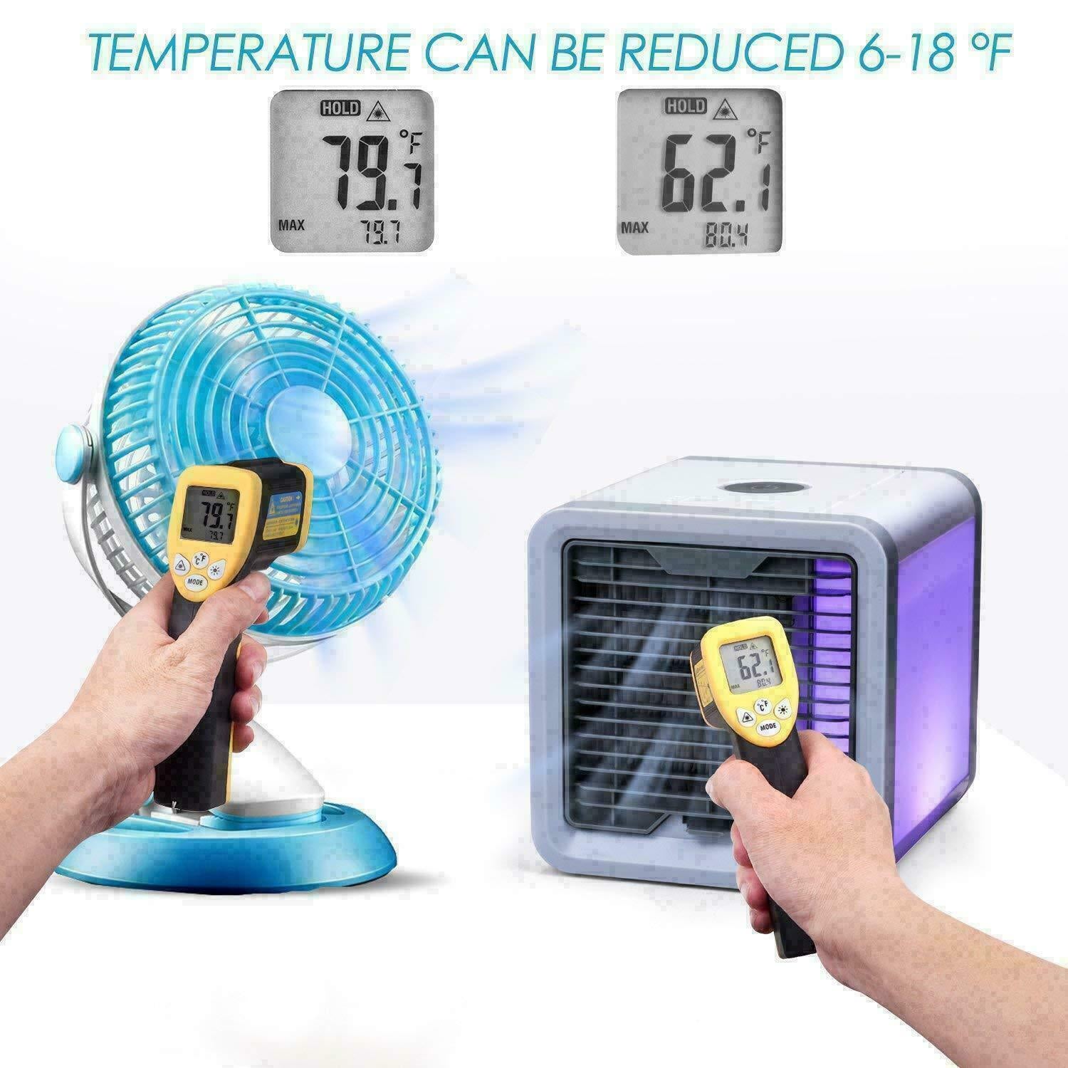 Racitor de aer portabil 4in1 Cooler cu umidificare si lumina ambientala