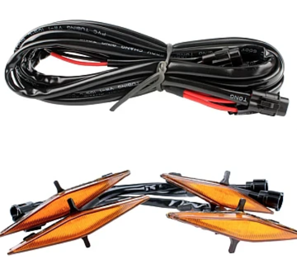 Set 4 lumini de zi si gabarit F3 pentru auto sau autocamioane montaj pe grila 12V/24V