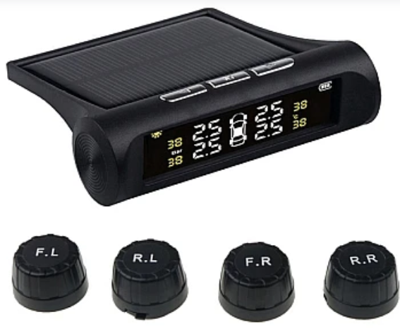 Set 4 senzori de presiune si temperatura anvelope cu afisaj LCD si incarcare Solara
