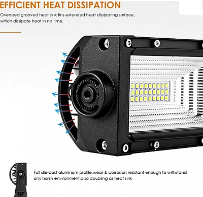 LED Bar Auto 130 CM Curbat 675W leduri pe 3 randuri 12V-24V 49140 Lumeni
