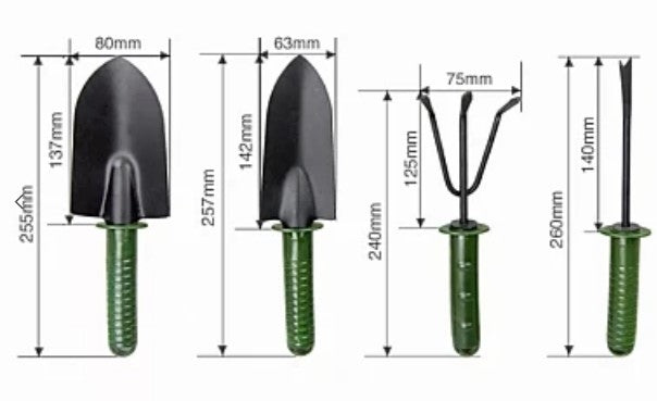 Set 4 unelte pentru gradinarit cu maner verde