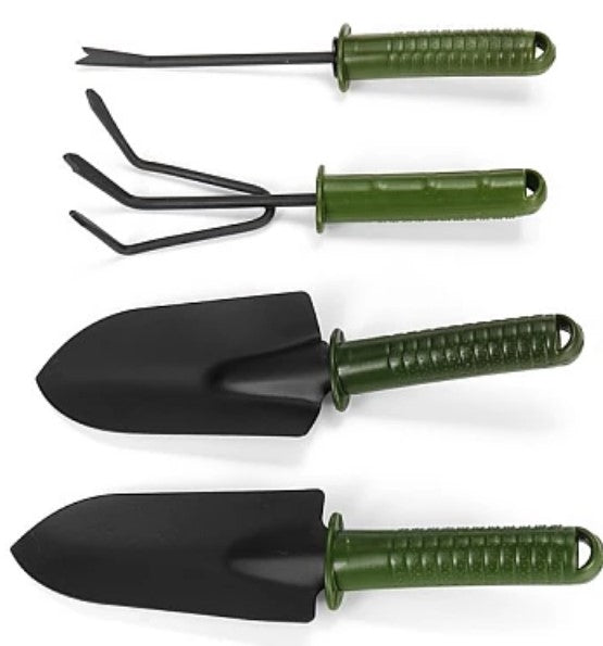 Set 4 unelte pentru gradinarit cu maner verde