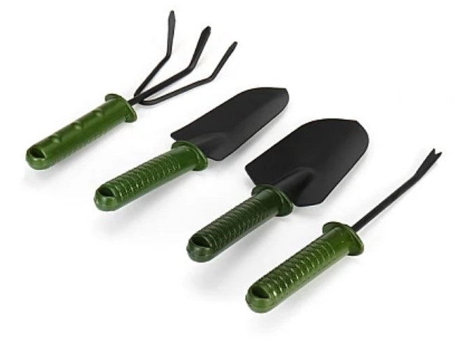Set 4 unelte pentru gradinarit cu maner verde