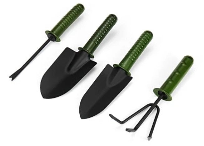 Set 4 unelte pentru gradinarit cu maner verde