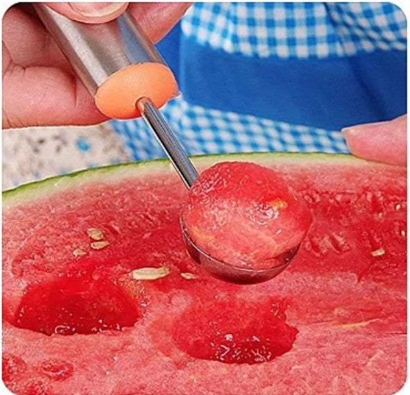 Cutit de sculptat cu lingurita de fructe cu dubla utilizare din otel inoxidabil