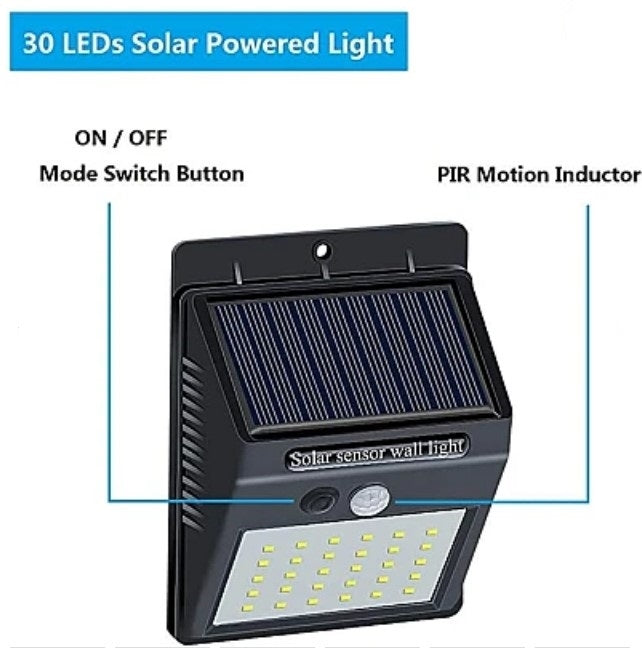 Set 5 Lampi Solare BRIGHT 30 LED cu Senzor de Miscare si Lumina 1 Mod ILUMINARE