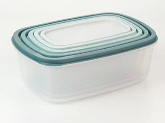 Set 5 caserole Dreptunghiulare cu Capac Plastic dimensiuni individuale