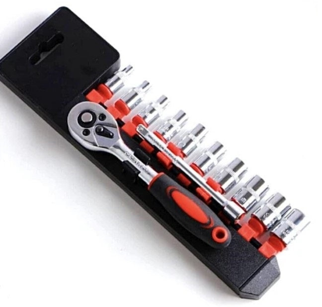 RIB chei tubulare 12 piese 1/4 cu cheie clichet otel crom vanadiu 4-13 mm