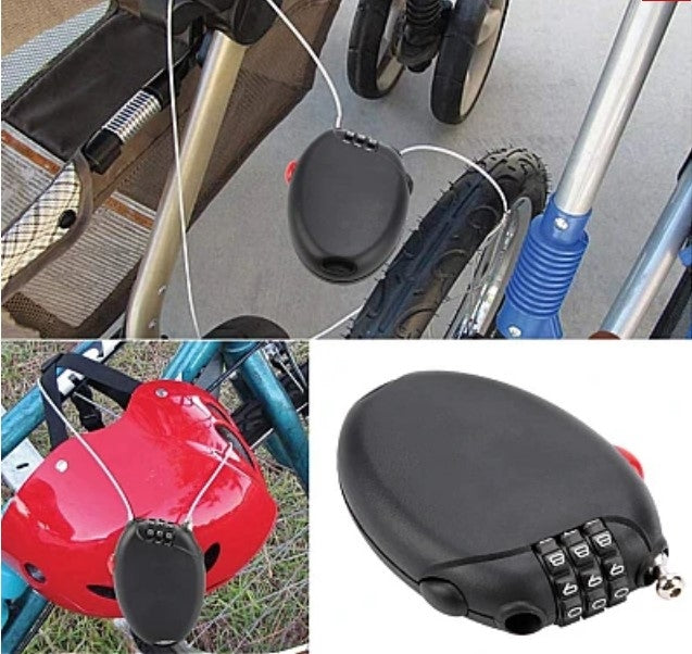 Lacat PREMIUM cu cablu retractabil si cifru Negru