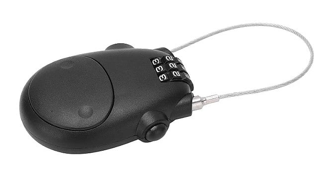 Lacat PREMIUM cu cablu retractabil si cifru Negru