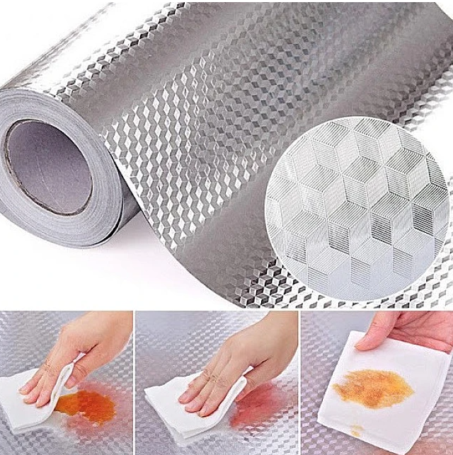 Autocolant ALUMINIU pentru Bucatarie 40x500 cm Model ROMB