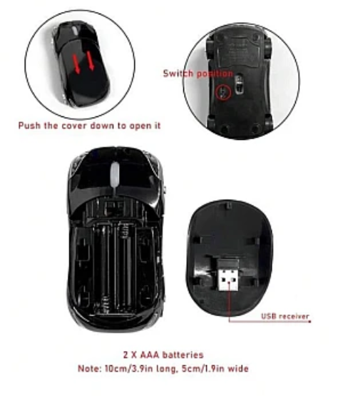Mouse wireless in forma de masina negru