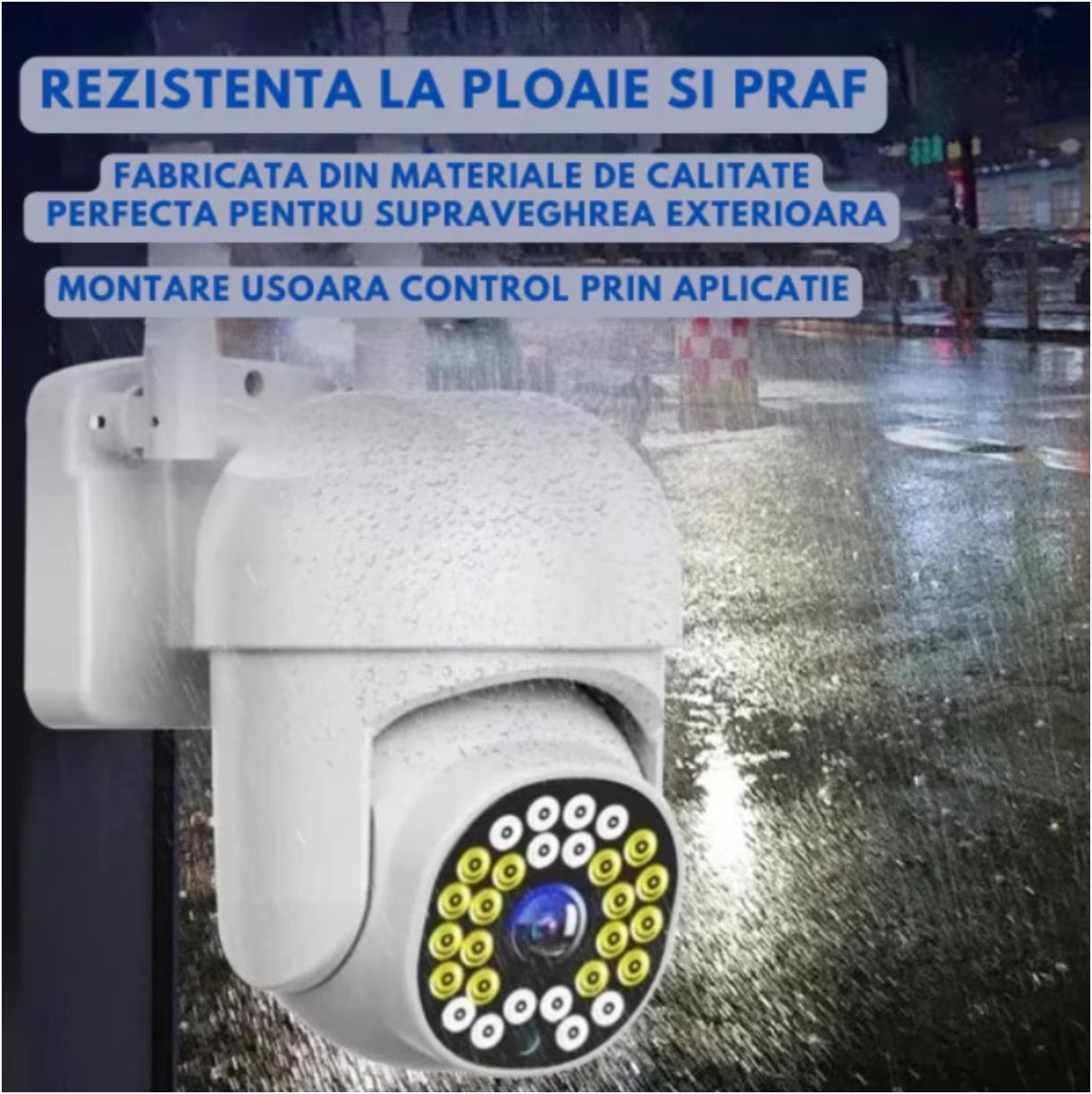 Set 2 camere de supraveghere Wi-Fi Full HD, detecție umană, rotație 360° rapida din aplicatie, vedere color pe timp de noapte, Garantie 36 luni