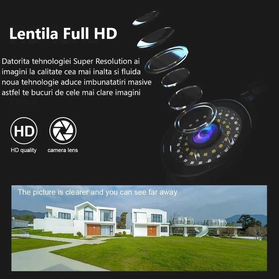 Set 2 camere de supraveghere Wi-Fi Full HD, detecție umană, rotație 360° rapida din aplicatie, vedere color pe timp de noapte, Garantie 36 luni