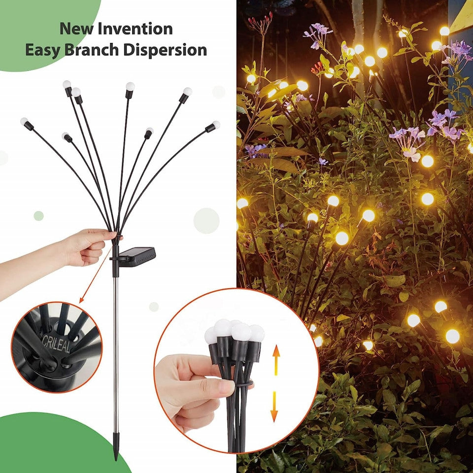 Set de 2 Lămpi LED Decorative Licurici Solare pentru Grădină - Magie Luminoasă în Serile de Vară!