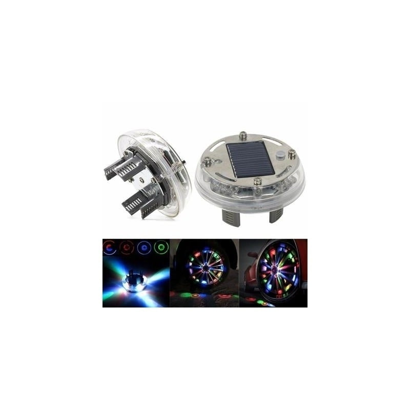 Set 4 capace janta auto LED Multicolore cu incarcare solara