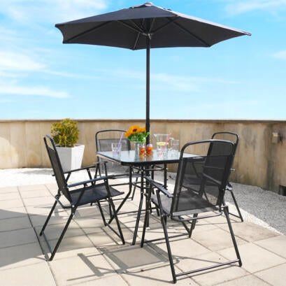 Set mobilier gradina sau terasa: Masa, 4 scaune si umbrela - Lichidare stoc