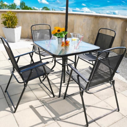 Set mobilier gradina sau terasa: Masa, 4 scaune si umbrela - Lichidare stoc