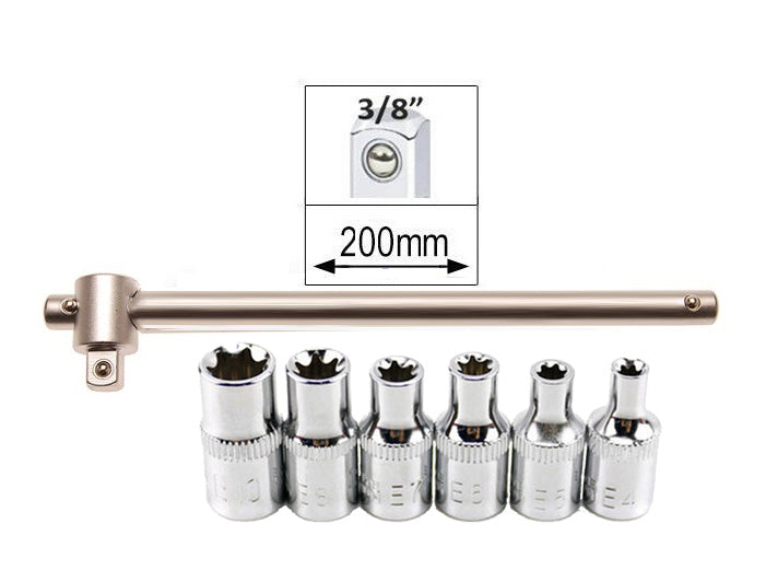 Set 6 tubulare torx E 3/8 cu antrenor culisabil