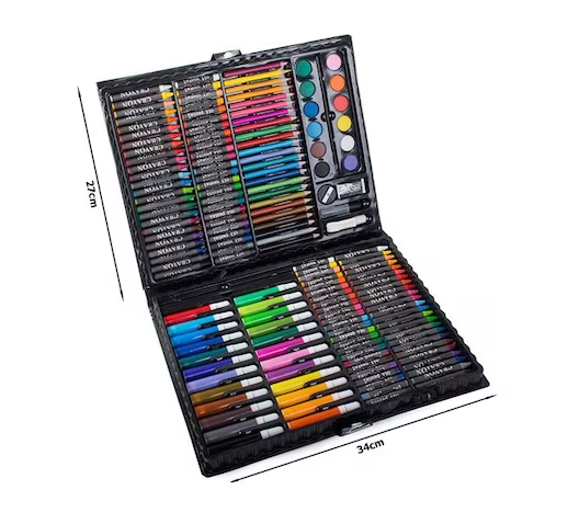 Set 164 piese creative pentru desenat si colorat, creioane colorate, carioca, acuarele - cadou excelent pentru copii
