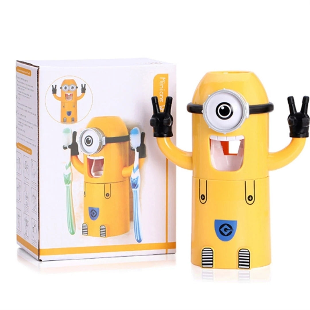 Suport 3 in 1 pentru periuta si dispenser pasta de dinti Minions