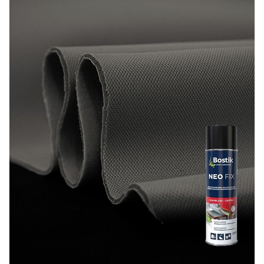 Pachet pentru reparat/reconditionare tapiterie, plafon auto, material textil cu spate buretat dimensiune 2m x 1,50m si Optional Spray adeziv transparent
