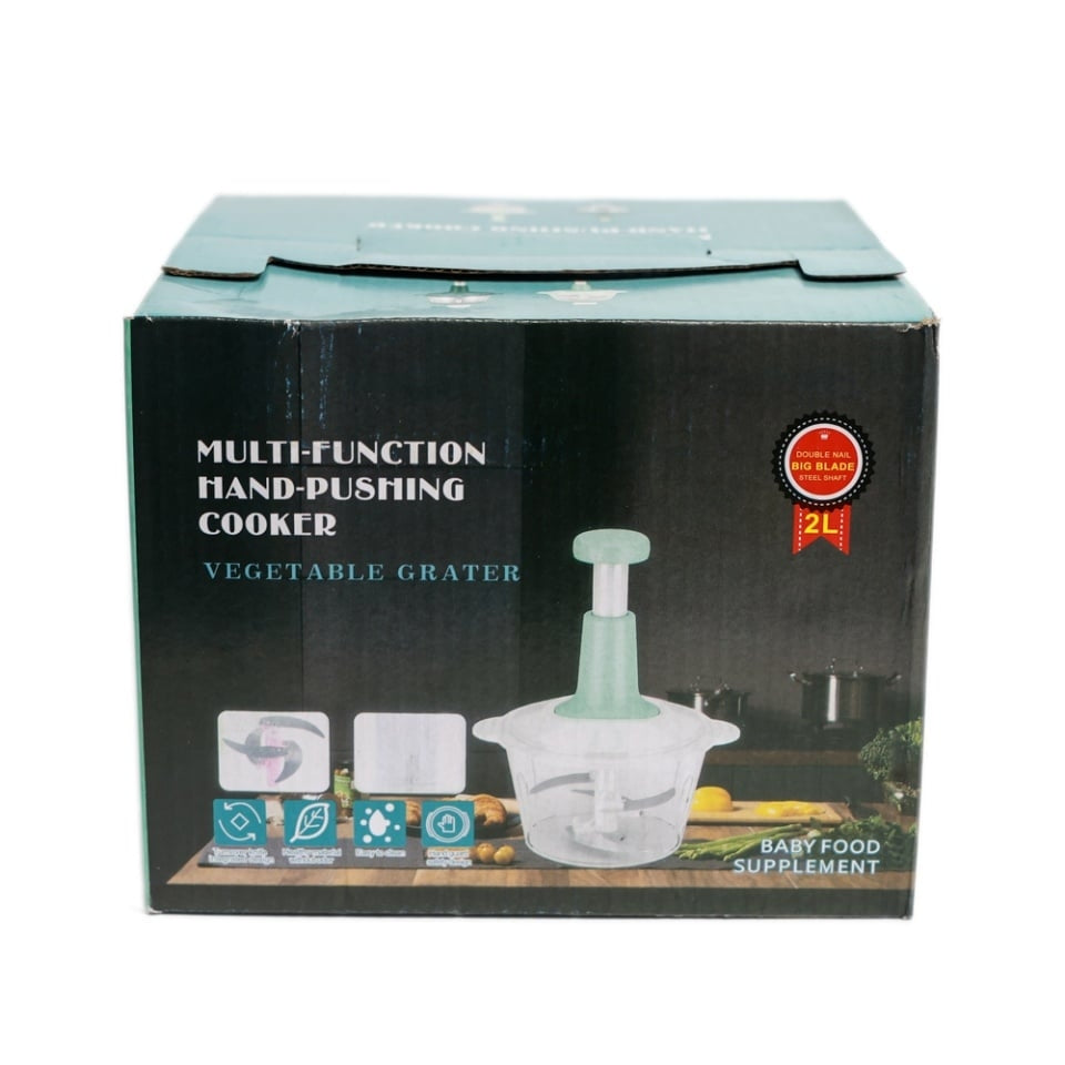 Tocător Manual pentru Legume și Fructe, Vas 1,5 L, Lame din Inox, Alb