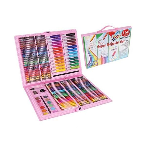 Set 164 piese creative pentru desenat si colorat, creioane colorate, carioca, acuarele - cadou excelent pentru copii