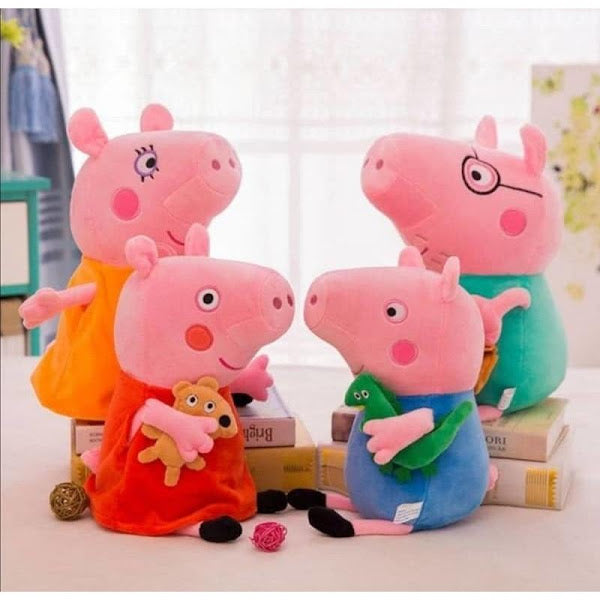 Set 5 plusuri 25 cm, Familia Peppa Pig